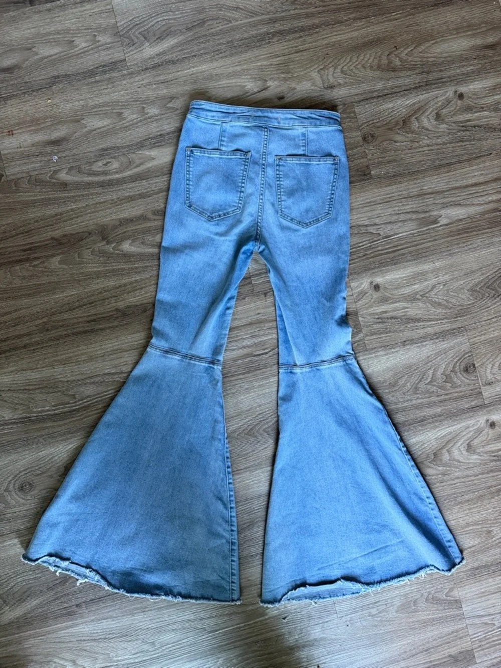 Free People Just Float on Flare Light Blue High-Waist Flared Bell Jeans - Picture 8 of 9